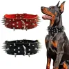 Collars Adjustable Wide Dog Collar Rivet PU Leather Medium Large Dogs Collars Durable Neck Protection Adjustable Pet Necklace