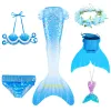 Swimwear 6PCS Mermaid Tail Swimsuit Girl Baby Bathing Suit Kids Girls Swimming Mermaid Tail Costume Cosplay Beach Clothes Swim Bikini Set