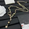 High Quality Gold Plated Star Pendant Necklace Charm Chain Fashion Women Copper Luxury Designer Double Letter Necklaces Choker Pendants Wedding Jewelry Love Gifts