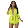 Kadınların izleri Haoohu 2024 İlkbahar Yaz Kentsel Moda Boş Zamanı Dört Yönlü Elastik Hardigan Ceket Şortu İki Parçalı Takım Soyar Renk