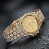 Пользовательские роскошные золотые часы из нержавеющей стали с натуральным муассанитом и бриллиантами, брендовые часы для мужчин и женщин OEM