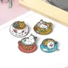 Creative Cartoon New Cute Coffee Cup Alloy Brooch, Cat Soaking Bath Accessory, Brooch Badge