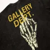 Summer fashion brand Galery dept skeleton hand bone used washed mens and womens Casual Short Sleeve T-Shirt