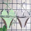 Heldergroen bikinibadpak met volledige letterprint voor dames Lichtgrijze badkleding Strandvakantiebikinis Twee kleuren''gg''WNHK