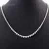 Chaîne de Tennis à 3 griffes, pendentif en diamant Vvs Moissanite glacé pour hommes, or blanc 10K, bijoux Hip Hop