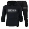 BOS New Brand Tuta Felpe con cappuccio per uomo Abbigliamento sportivo Set in tre pezzi di lana spessa con cappuccio + Pantaloni + Tuta sportiva in felpa