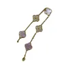 デザイナーヴァンCL-AP Fanjia v Gold Clover Five Flower Bracelet Highバージョン厚いチェーンリアルエレクトロードレッドジェイドカルセドニーブラックアゲートパウダーフリチラリア1RHC