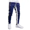 Pantalons pour hommes Mode Marée Casual Zipper Pantalons de sport Petits pieds Longue élasticité Hommes Crayon Empilé Pantalon de survêtement