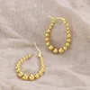 Boucles d'oreilles créoles en perles géométriques pour femmes, bijoux tendance, couleur or, en acier inoxydable 316L, cadeaux d'anniversaire