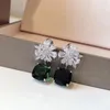 Boucles d'oreilles à fleurs en peluche pour femme emerald sterling sier sier gold marque de créateur de créateurs d'anniversaire avec box 029 qualité originale