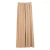 Women's Pants Spring And SummerWomen's Ice Silk Light Wide Leg Solid Color High Waist Loose Versatile Straight Casual