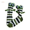 Women Socks Fashion Harajuku Y2K Colorblock Striped Cotton For Novelty Funny 3D Animal Eyes Ribbed Knit Middle Tube