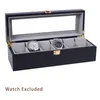 6 10 12 Slot Caixa de relógio de madeira organizador Hoder Watch Stand Display Storage Case Real Glass Top para homens e mulheres presente de feriado 240226