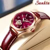 Lige Brand Sunkta Women Watches Fashion Leather Ladies Quartz Watch Top Brand Luxury Dial Simple Rose Gold Women Watches 240228