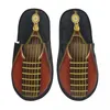 Slippers abstracte muziek vintage gitaar en open ritssluiting pantoffel voor dames heren pluizig winter warm binnen