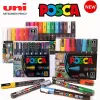 Marqueurs Uni Posca Paint Marker Pen Set, PC1M 3M 5M 8K 17K 7/8/15/16/24/29/48 couleurs dessin peinture art stylo base d'eau graffiti cadeau