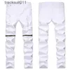 Jeans masculinos mens angustiado denim elegante na moda rasgado moda destruído calças legais magro casual urbano 240229