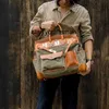 Totes Echtleder-Handtasche, L-Handtasche, 40 cm, handgefertigt, echtes Leder, pflanzlich gegerbtes Segeltuch, eine Schultertasche für Herren, CY9E