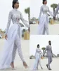 Abito da sposa 2022 Tute bellissime con strascico staccabile Collo alto Perline Maniche lunghe in cristallo Abiti modesti Abiti da sposa africani Gow8970573