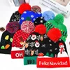 Berets Creative Flashing Led Light Christmas Hat Snowman Winter Warm Color Knitted Cap For Kids Adults Xmas Ornaments Party Supplies