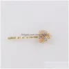 Barrettes à cheveux Barrettes Pinces à cheveux Luxe Créé Fleurs en cristal Amour Tournesols Arc Épingle à cheveux En gros Simated Pearl Trim Clip Drop D Dhwej