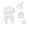 Sets Aangepaste Babynaam Pasgeboren Meisje/Jongen Coming Home Outfit Kraamcadeau Kleding Romper + Hoed + Slabbetjes + Handdoek 4 Stuks Katoen Pasgeboren Outfits