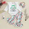 Kleidungssets 2024-09-13 Lioraitiin 0-12 Monate geborenes Baby Mädchen Kleidung Weihnachtsoutfits Rüschen Langarm Strampler mit Hosen Stirnband Set