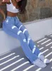 Blue High Talle Flased Dżinsy Kobiety swobodny rozciąganie Szczupła szeroka noga seksowna biodro podnośnik Bell Dom Mom Pants Streetwear Y2K Jean Dessers 240219