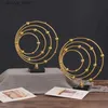 Other Home Decor Metal Crafts Circular Openwork Planet Golden Geometric Sculpture Metal Decorative Figurines Home Decoration Accessories Q240229