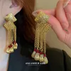 DANGLE أقراط سلسلة الكريستال شرابة على الطراز الرجعية تصميم المجوهرات الأوروبية والأمريكية الفاخرة