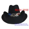 Bérets Rétro Classique Style Ethnique Bande En Alliage De Laine Broderie Ceinture En Cuir Automne Hiver Chaud Femmes Hommes Cowgirl Cap Cowboy Chapeau