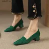 Dress Shoes Med Heel Woman Square Toe Spring Autumn Elegant Pumps French Style Vintage Slip On Ladies Tassels SimpleH24229