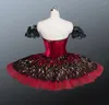 Scenkläder fin utförande högkvalitativ anpassad storlek 12 lager kvinnor flickor prestanda kostym röd svart svan sjö balett tutu
