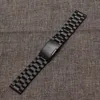 Horlogebanden Horlogeband Zwart 18MM 20MM 22MM 24MM Roestvrij stalen metalen band Armband Eén zijknop Recht uiteinde Polsband op Sa2951