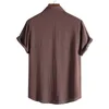 Produit le plus vendu en été hommes mode tendance décontracté couleur unie revers à manches courtes chemise Camisas Para Hombre 240219