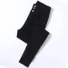 ジーンズホット販売新しいファッション3ボタンパンツパンタロンジーンズスリムリフト女性ジーンズ用の弾力性のある女性ブラックタイトズボン