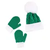 Bérets 0-8 ans bébé enfants tricoté chapeau et gant ensemble hiver casquette de ski en plein air filles garçon mignon chaud pompon bonnet pour la fête de Noël