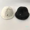 Stingy Brim Hats Fashion Rabbit päls bassäng hatt broderad varm vit fiskare kvinnor gåva