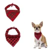 Accessori 2 pezzi Zampe stile unico Bandana per cani di Natale Scard per cani Prodotto per animali domestici Regalo per fasciatura per cani Collare per bandana Plaid rosso