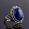 Bagues de cluster Naturel 11x15mm Lapis Bague 925 Sterling Argent Vintage Libellule Pour Hommes Femmes Cadeau Bijoux En Gros Goutte