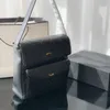 Bolsa de ombro de luxo de designer de couro preto com padrão de diamante bolsa de axilas vintage bolsa de ouro hardware logotipo duplo bolsa acolchoada bolsa crossbody