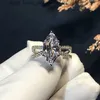 Ringar Elegant Marquise Cut 3CT Lab Ring White Gold Filled Bijou Engagement Wedding Rings for Women Bridal Jewelry 240229