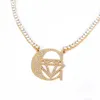 Joias banhadas a ouro personalizadas em aço inoxidável com nome personalizado Moissanite corrente de tênis colar de diamante
