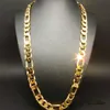 Novo pesado 94g 12mm 24k amarelo sólido ouro preenchido colar masculino corrente de meio-fio jóias262r