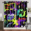 Curtains Cartoon Gamepad Blackout Curtains for The Bedroom Graffiti Words Video Games Window Drapes Game Players Living Room Decoration