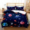 Dessin animé astronaute impression numérique Polyester ensembles de literie enfant enfants couvre garçons linge de lit ensemble pour adolescents 240226