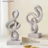 Autres décorations pour la maison Résine Artisanat Gris Amour Creux Streamers Note de musique Sculpture abstraite Saint Valentin Couple Cadeau Décoration de la maison Q240229