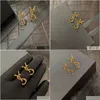 Stud Designer Earring Love Earrings For Woman Brand Simple Letters Y Gold 925 Sier Diamond Ring Lady Jewelry Ear Mother Teacherday Dr Dhh3S