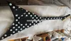 Randy Rhoads White Polka Dot Black Concorde V Guitare électrique Floyd Rose Tremolo Bridge Écrou de verrouillage Interrupteur sur le côté Matériel doré Incrustations de bloc de touche en palissandre