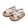 Pierwsze spacerowiczów Citgeett Summer Infant Baby Dziewczyny Anti-Slip Flat Buty Kwiatowy wzór Sofe Soles Sandals White/ Golden/ PinkH24229